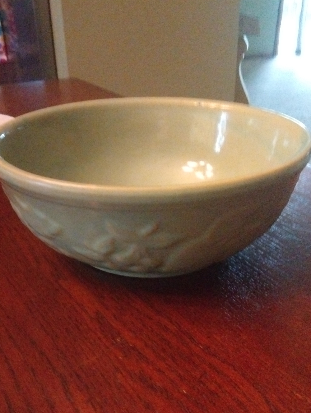 Old Green Mixing Bowl With Friut